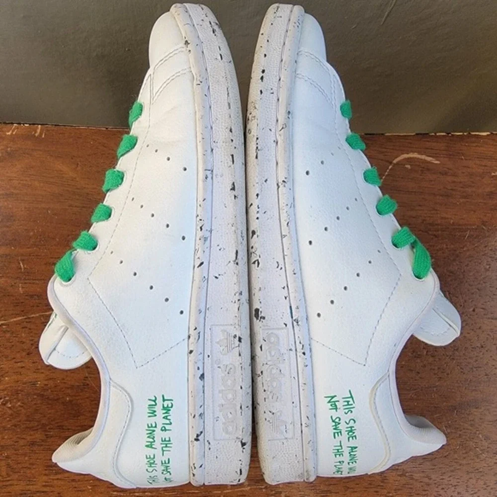 Adidas Stan Smith Vegan Clean Classics White Green Sneakers Size 4 | FU9609‎